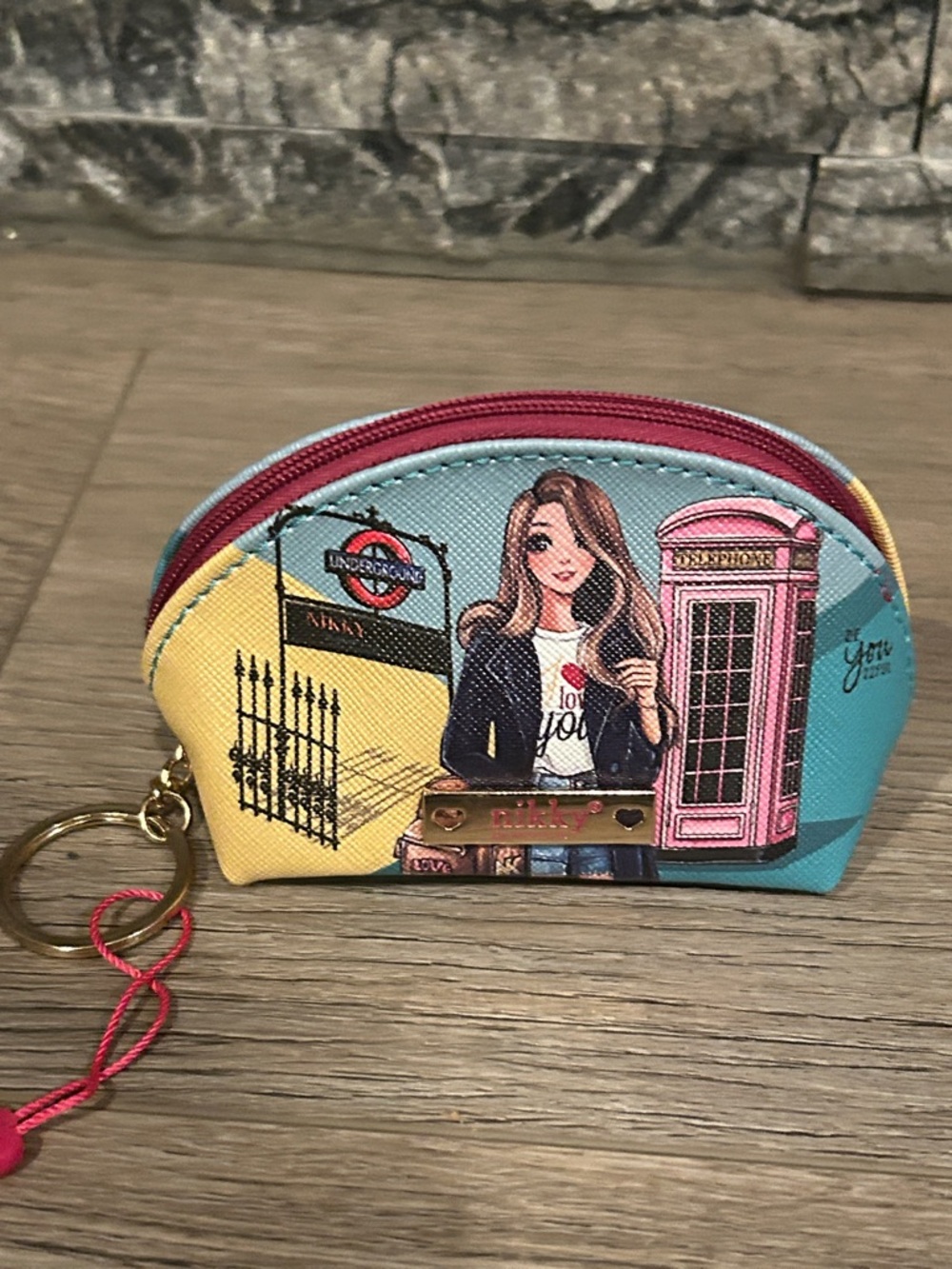 NWT Nikky Pastel‎ “Miss Your Call” Coin Pouch with Keyring